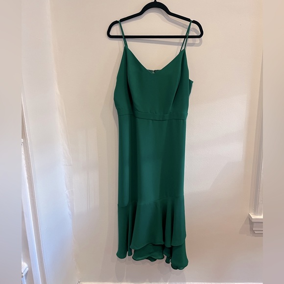 green emerald velvet dress Satin One-Shoulder Midi Dress – Banana Republic main image 0